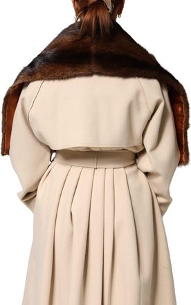 Dolce & Gabbana Womens Black Brown Stripe Fur Shawl Wrap Scarf And Squirrel