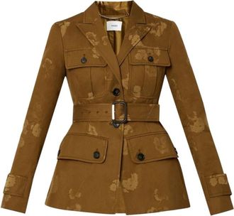 Erdem Sahariana met zakken/riem - Dames - Blazers - Groen - 2XS - Leer - Jassen