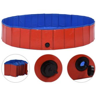 vidaXL Piscina Para Perros Plegable Pvc Rojo 160x30 Cm Vidaxl