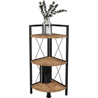 VCM Wood Metallo Corner Shelf Storage Stand Scaffale Libreria Decorazione Libri Stand Scaffale Insasi 2 (Rovere di Miele) - VCM