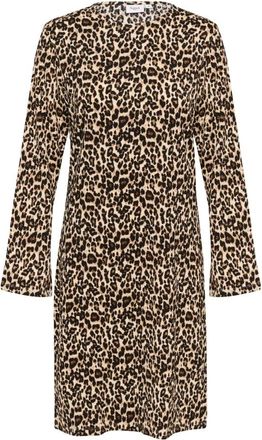 Saint Tropez Zwarte Luipaardprint Jurk - Dames - Korte kleedjes - Bruin - XS - Polyester - Kleedjes