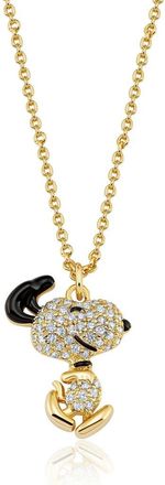 Crislu x Peanuts Dancing Snoopy Pendant Necklace in 18Kt Yellow Gold /Clear Stone at Nordstrom, Size 16