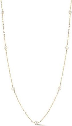 Glaze Jewelry 4mm Cultured Pearl Station Chain Necklace in Gold at Nordstrom Rack