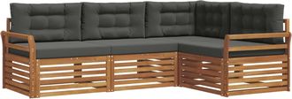 vidaXL Conjunto De Sof&aacute;s De Exterior 4 Uds. Natural Y Antracita Vidaxl