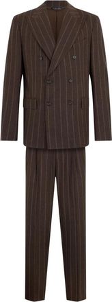 Brooks Brothers Relaxed Double Breasted Virgin Wool Suit - Heren - Business pakken - Bruin - 2XL - Wol - Kostuums