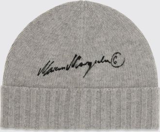 Maison Margiela Beanie in lana a costine con risvolto e logo stampato