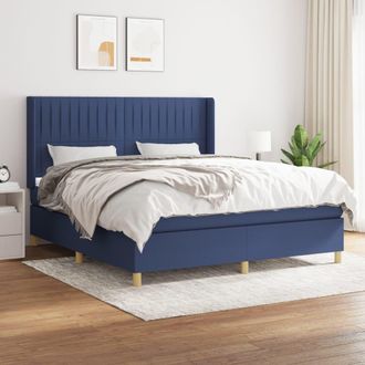 vidaXL Cama Box Spring Con Colch&oacute;n Tela Azul 160x200 Cm Vidaxl
