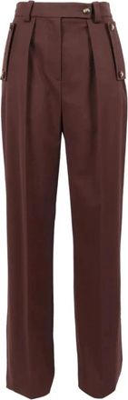Elisabetta Franchi Katoenen Gabardine Broek - Dames - Broeken - Bruin - XL - Katoen - Broeken
