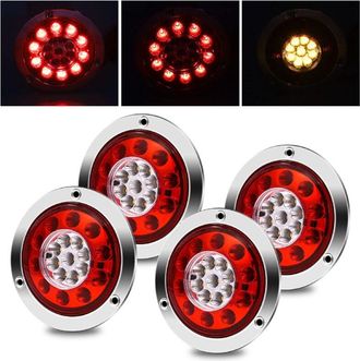 OEM Luz Trasera Para Cami&oacute;n, Redonda, 19 Led, Para Remolque, Freno, Intermitente, Luces Traseras, 4 Unidades, Impermeable, Bicolor, Indicador Trasero, 12v