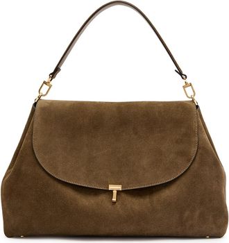 Toteme T-lock Suede top Handle bag - Taupe - One Size