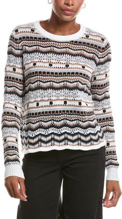 Autumn Cashmere Pointelle Multi Stripe Boxy Crewneck Sweater