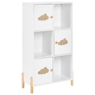 Beliani Adorable Librer&iacute;a Para Habitaci&oacute;n Infantil Con Motivo De Nube Mdf Patas De Madera De Pino Almacenaje Blanco Cloudy