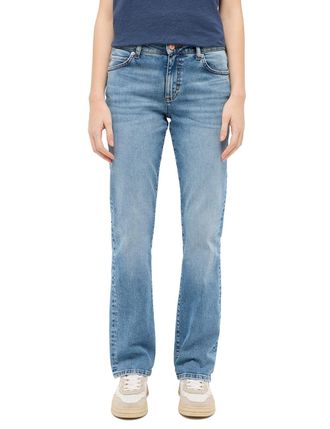 Mustang Straight-Jeans MUSTANG Damen Style Crosby Relaxed Straight, Damen, Gr. 36, L&auml;nge 32, blau (412 mittelblau), Denim/Jeans, 99% Baumwolle, 1% Elasthan, u