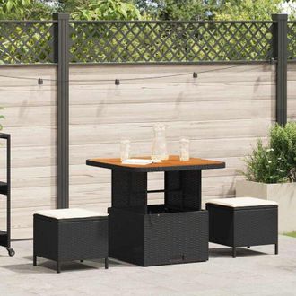 vidaXL Conjunto De Comedor De Jard&iacute;n 3 Pcs Negro Polirat&aacute;n Vidaxl