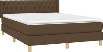 vidaXL Vidaxl - Cama Box Spring Con Colch&oacute;n Tela Marr&oacute;n Oscuro 140x190 Cm