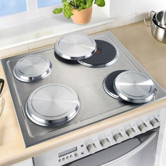 OEM 40 Piezas - Tapas Redondas Para Placas De Cocina - Aptas Para Placas De Cocina Est&aacute;ndar - Incluye 2 De 21 Cm Y 2 De 17 Cm - Plateadas