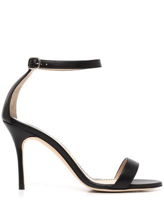 Manolo Blahnik 180mm open-toe leather sandals - women - Leather - 38 1/2 - Black