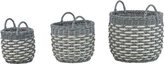 Beliani Set of 3 Plant Pots GEFIRA PE Rattan 31/39/49 cm Grey