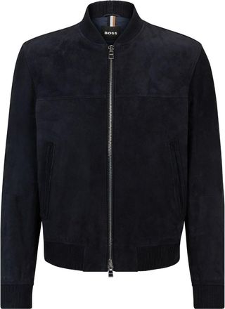 BOSS suede bomber jacket - men - Goat Skin/Polyamide - 54 - Blue