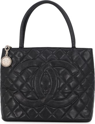 Chanel Black Grained Calfskin Handbag Tote Bag (Pre-Owned)