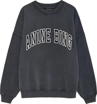 Anine Bing Washed Crew Neck Sweatshirt - Dames - Sweatshirts - Zwart - XS - Hoodies & sweatvesten