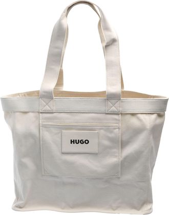 HUGO BOSS Accessoires Hugo Becky Canvas Tote Bag in Wit