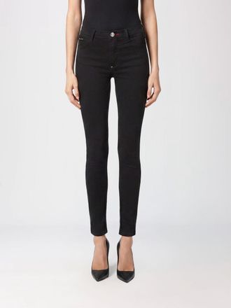 Philipp Plein Jeans skinny cropped in denim stretch a vita alta effetto used