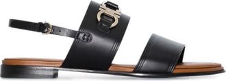 Ferragamo Gancini-Plaque Leather Sandals