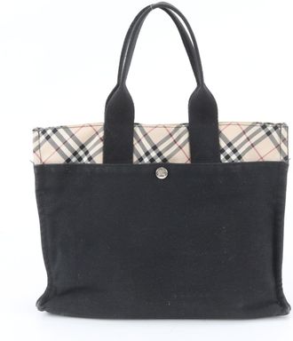 Burberry Beige Black Handbag Shoulder Bag Tote Bag (Pre-Owned)