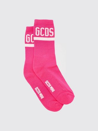 GCDS Calze da bambino in cotone a coste con logo jacquard a contrasto