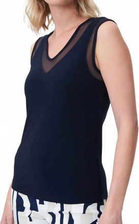 Joseph Ribkoff Mesh Detail Tank In Navy