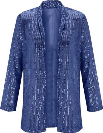 Generic Sequin Jackets for Women Trendy Open Front Lightweight Sparkly Suit Jackets Lightweight Sparkle Bling Blazer Jackets Dressy Business Evening Wear Full