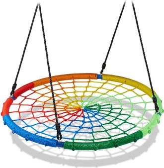 Relaxdays Columpio Nido, Ni&ntilde;os Y Adultos, Capacidad Hasta 150 Kg, Altura Regulable, 100cm &Oslash;, Balanc&iacute;n Jard&iacute;n, Multicolor - Relaxdays