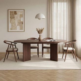 Calicosy Mesa de comedor extensible 6 a 8 pers l160/200 cm - nogal claro