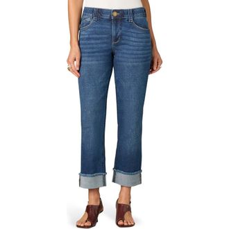 Wit & Wisdom Frayed High Waist Ankle Boyfriend Jeans in Blue at Nordstrom, Size 00P