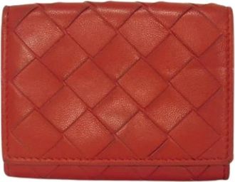 Bottega Veneta Pre-owned Tiny Wallet Trifold Portemonnee - Dames - Vintage Accessoires - Rood - ONE Size - Leer - Vintage