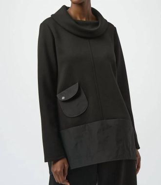 Joseph Ribkoff Cowlneck Long Sleeves Tunic Top In Black