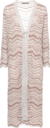 D.exterior Beige Chevron Lurex Cardigan