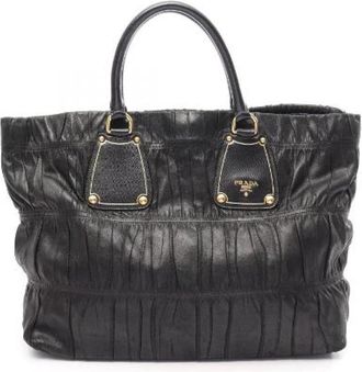Prada Pre-owned Gaufre Leren Tote Bag - Dames - Vintage Handtas - Zwart - ONE Size - Leer - Vintage
