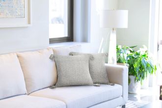 TJ Hughes Herringbone - Recycled Cotton Cushion Cover in Silver - TJ Hughes