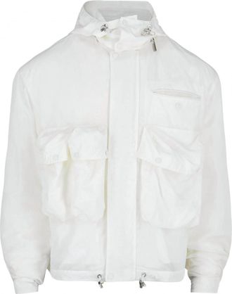 Ferragamo Mens Hooded Utility Jacket In White