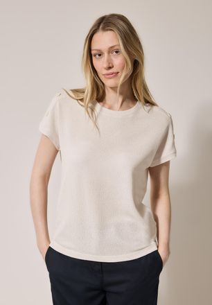 Cecil T-Shirt CECIL, Damen, Gr. XXL (46), beige (light beige), Jersey, Obermaterial: 60% Viskose, 40% Polyester, unifarben, gerade h&uuml;ftbedeckend, Rundhals, 