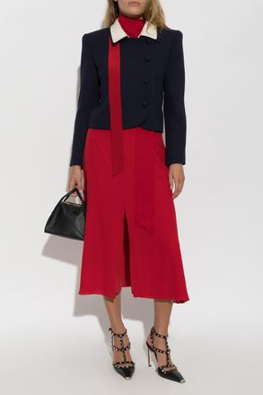 Valentino Garavani Wool Blazer With Scarf, Womens, Navy Blue