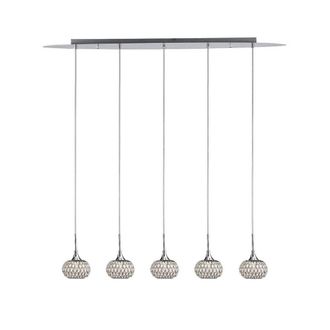 Netlighting Chelsie Ceiling Pendant 5 Light Line Polished Chrome Clear Glass in Grey