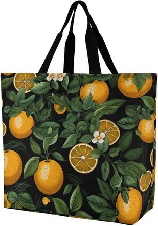 Generic Oranges And Leaves Women Handbag Handle Carry Bag Portable Grocery Bags For Picnic Ladies College