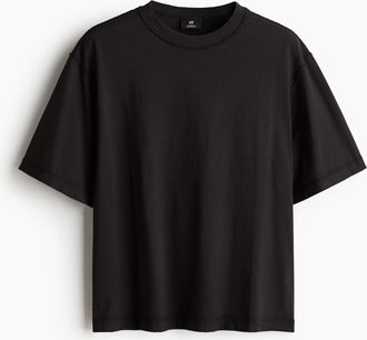 H&M Kastiges T-Shirt im Washed-Look - Schwarz