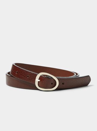 Simons Womens Organic oval-buckle leather slim belt