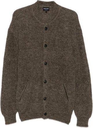 Giorgio Armani Cardigan met hoge hals en knopen - Heren - Vesten - Bruin - XL - Truien & Vesten