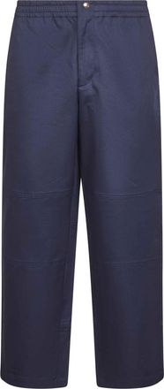 Moncler Blauwe Broek met Elastische Tailleband - Heren - Straight fit broeken - Blauw - L - Katoen - Broeken