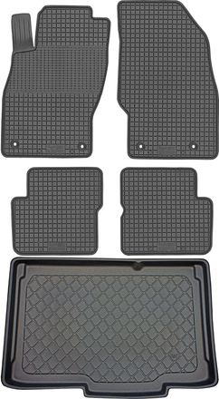 OEM Opel Corsa E Hatchback De 12/2014 A 05/2019 Set - Alfombrillas De Goma Para Coche + Alfombrilla Para Maletero